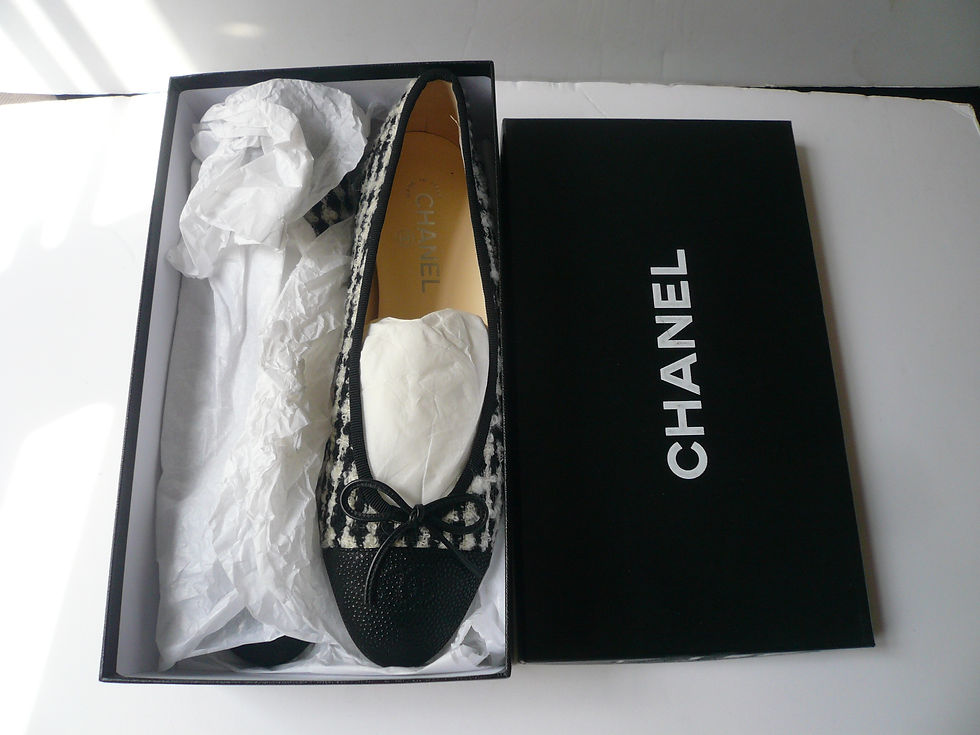 Miniature : CHANEL Ballerines Tweed et cuir Pied de coq neuves T41