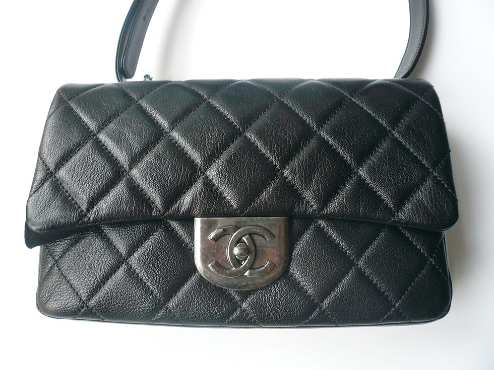 Miniature : CHANEL Black grained medium double carry classic bag flap bag Neuf