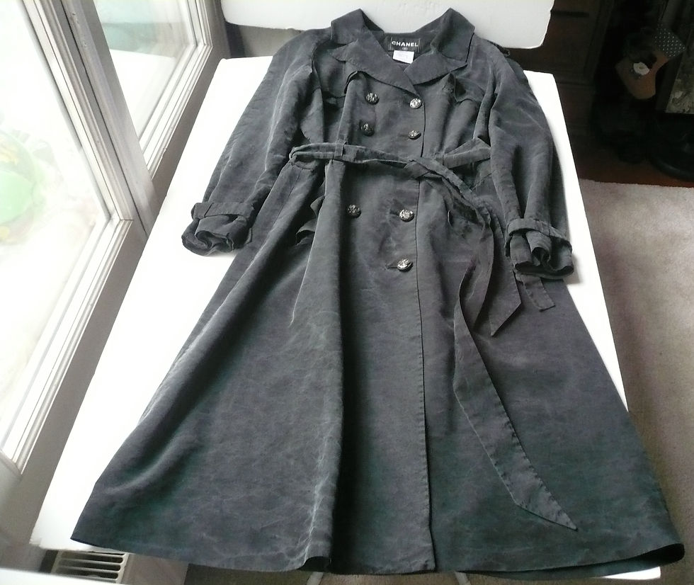 Miniature : CHANEL Trench Coat Gabardine soie lavée noir T46 FR