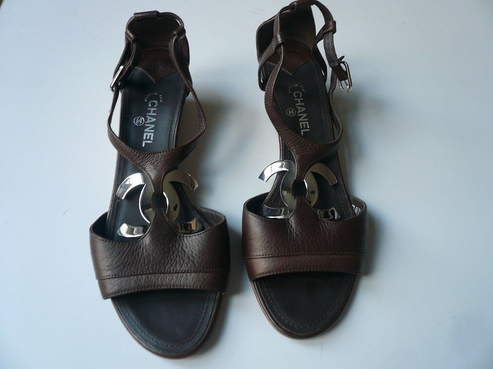 Miniature : CHANEL  Sandales cuir marron bijou T38