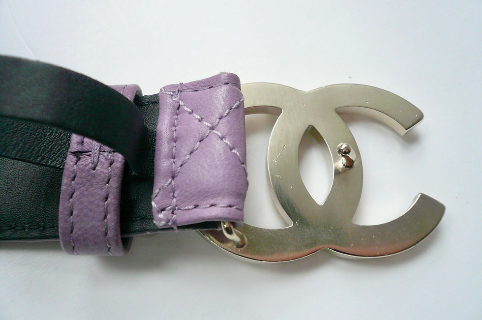 Miniature : CHANEL Ceinture CC cuir matelassé Lila TBE 75