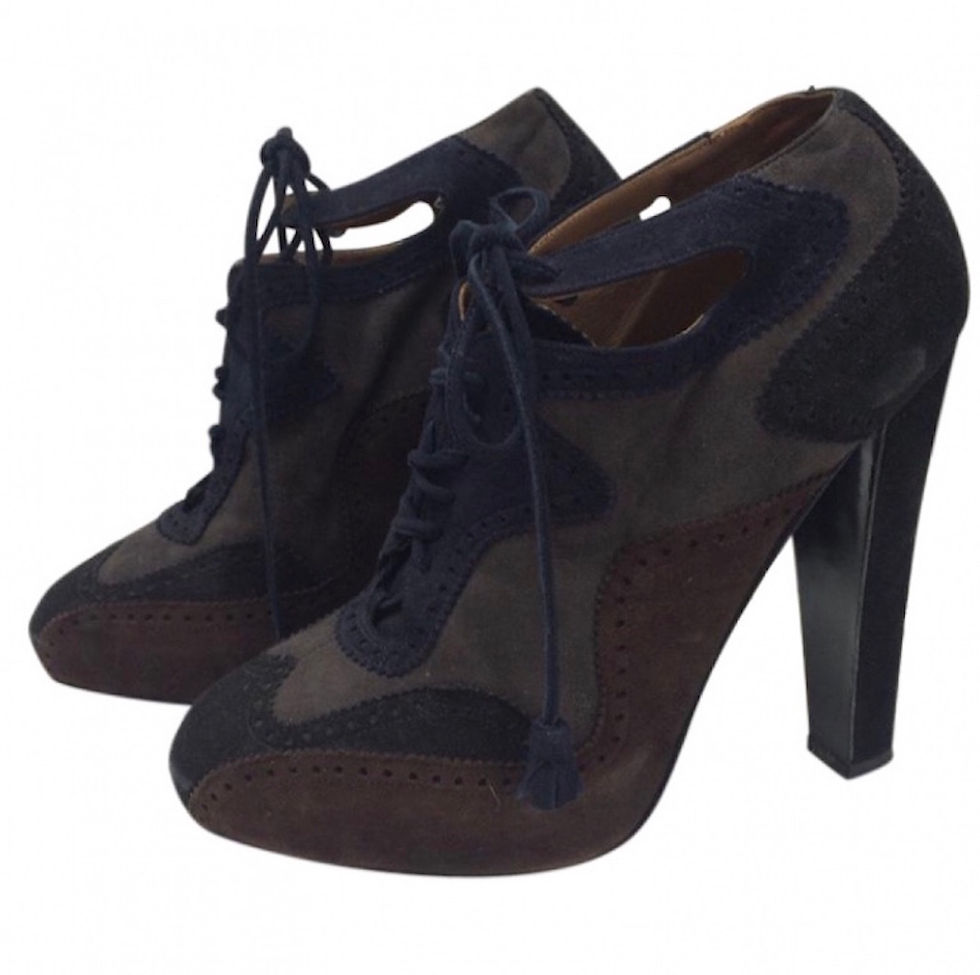 HERMES Escarpins Richelieu daim T38,5