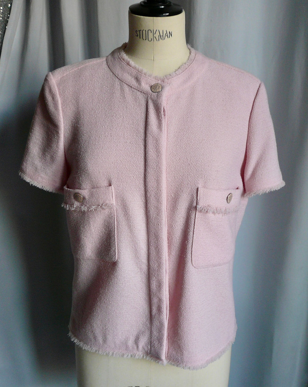 Miniature : CHANEL Veste blouse tweed rose 40 TBE