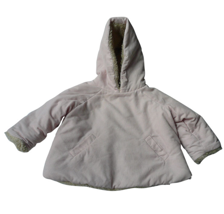 BONPOINT – MANTEAU FOURRE ROSE PALE 12 MOIS TBE