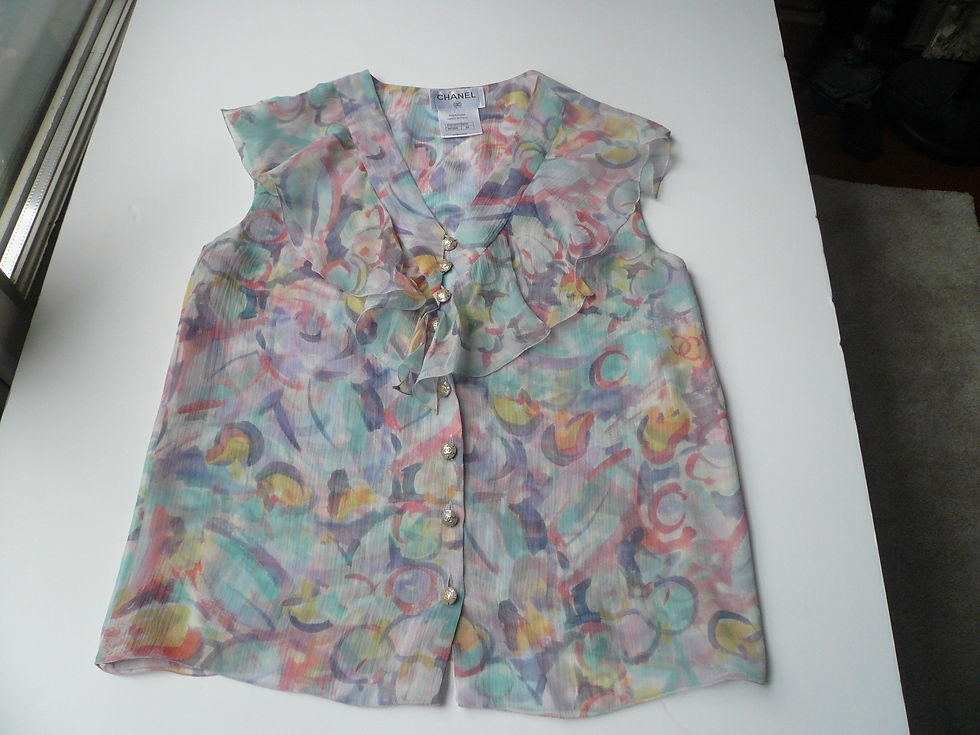 Miniature : CHANEL Blouse soie fleurie TBE T34