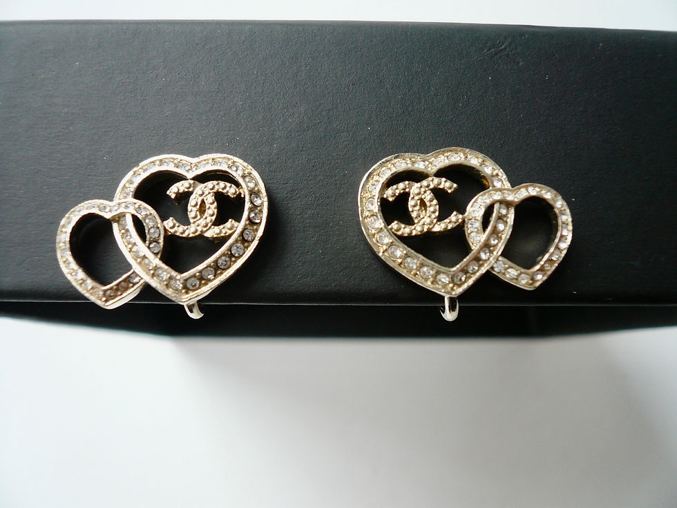 Miniature : CHANEL Boucles clips CC Forme cœur Etat neuf