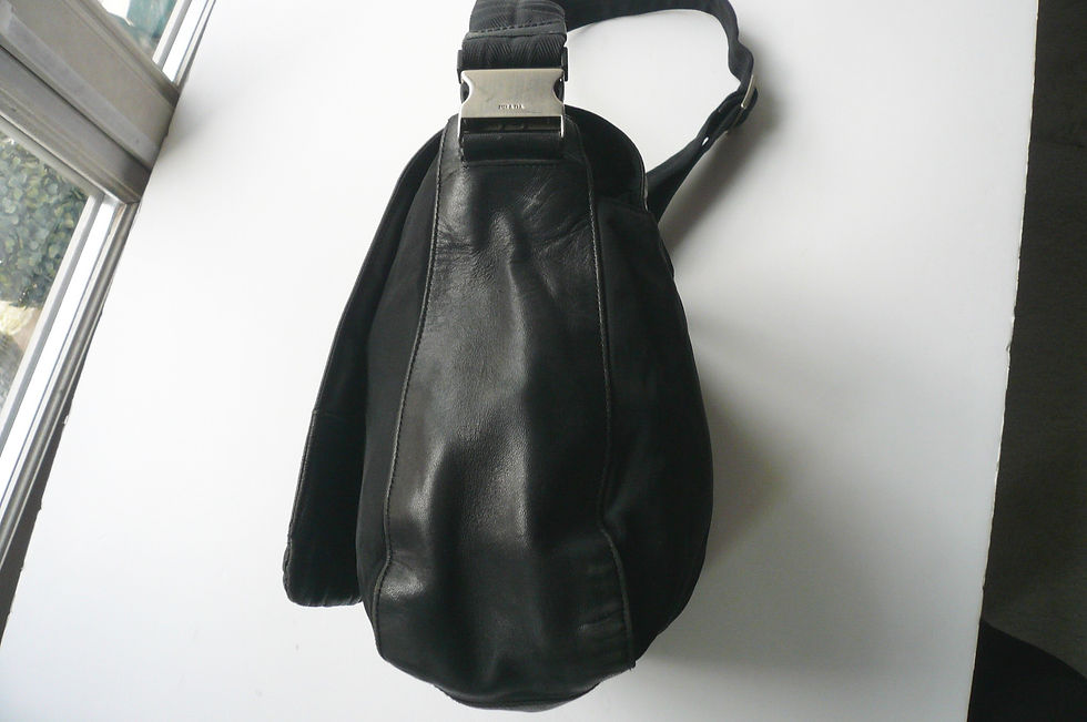 Miniature : PRADA Sac besace bimatière cuir nylon noir BON ETAT