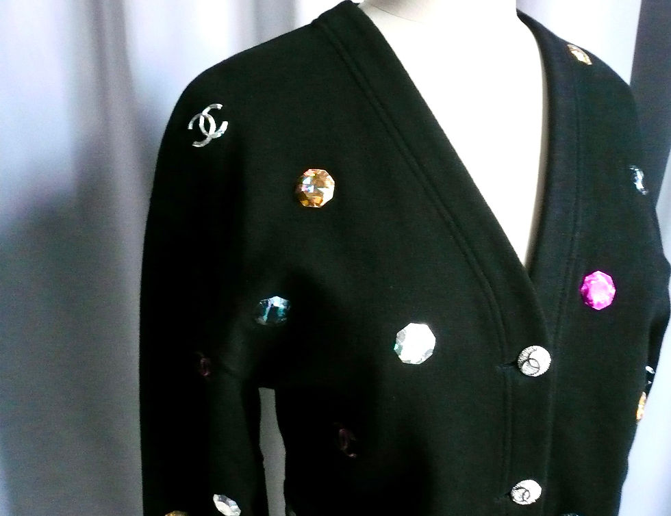 Miniature : CHANEL Cardigan coton noir et bijoux multicouleur T36 TBE