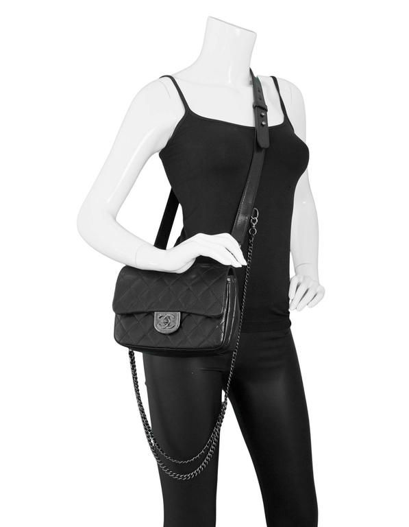 Miniature : CHANEL Black grained medium double carry classic bag flap bag Neuf
