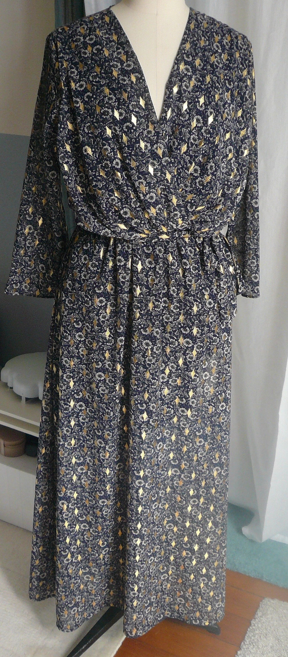 RUE DES ABESSES Robe longue bleu nuit TBE T38