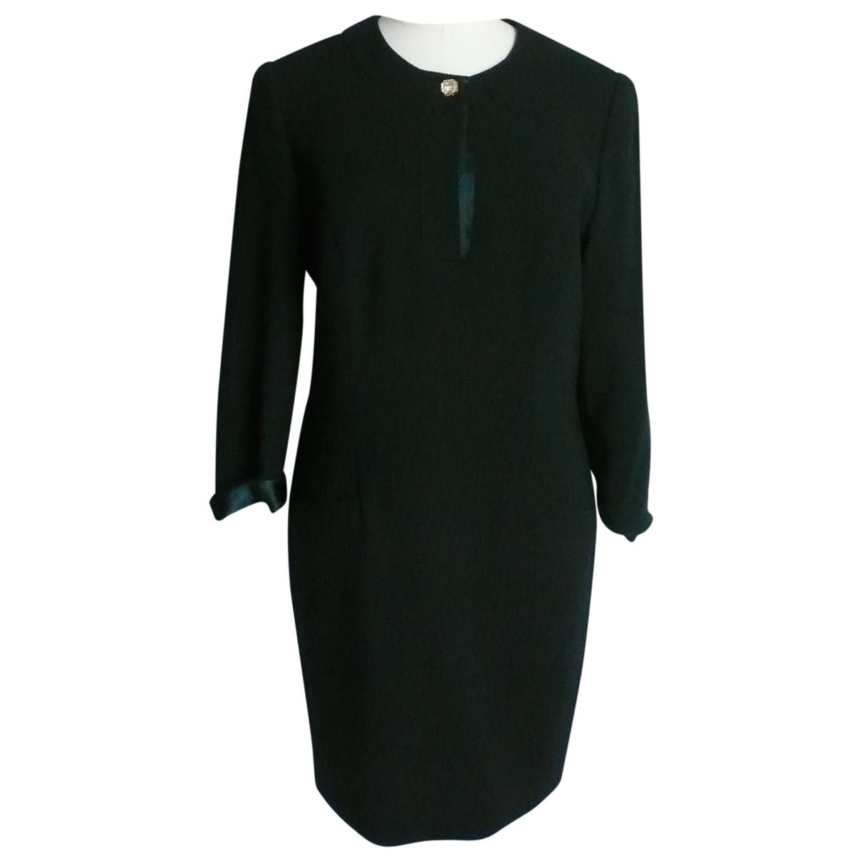 LOUIS FERAUD Robe crèpe de laine noire T40