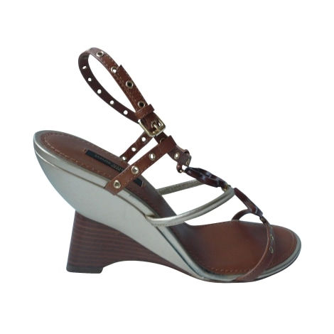 LOUIS VUITTON Sandales compensées Caramel T37,5 IT