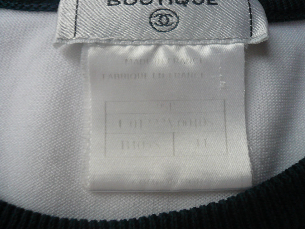 Miniature : CHANEL Tee shirt blanc maille de coton vintage col marine T44