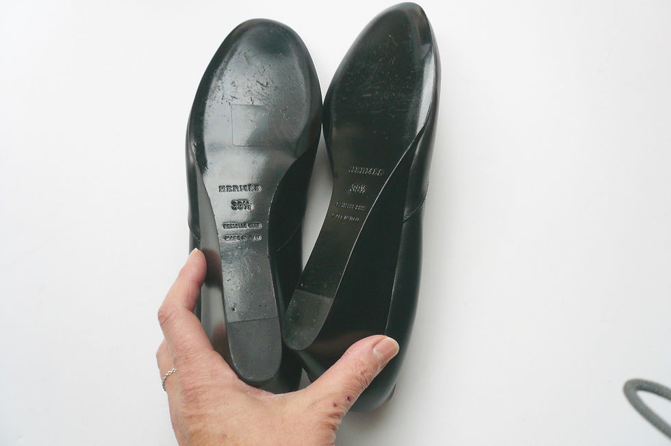 Miniature : HERMES Ballerines de « Ballet » Compensées cuir noir T39,5 IT