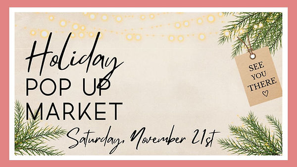 Banner for Holiday Pop-Up Makers Market featuring a seasonal community market with handmade goods and local vendors with interactive experiences.