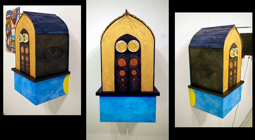 mixed media and light 13.5"d x 14.75"w x 26"h