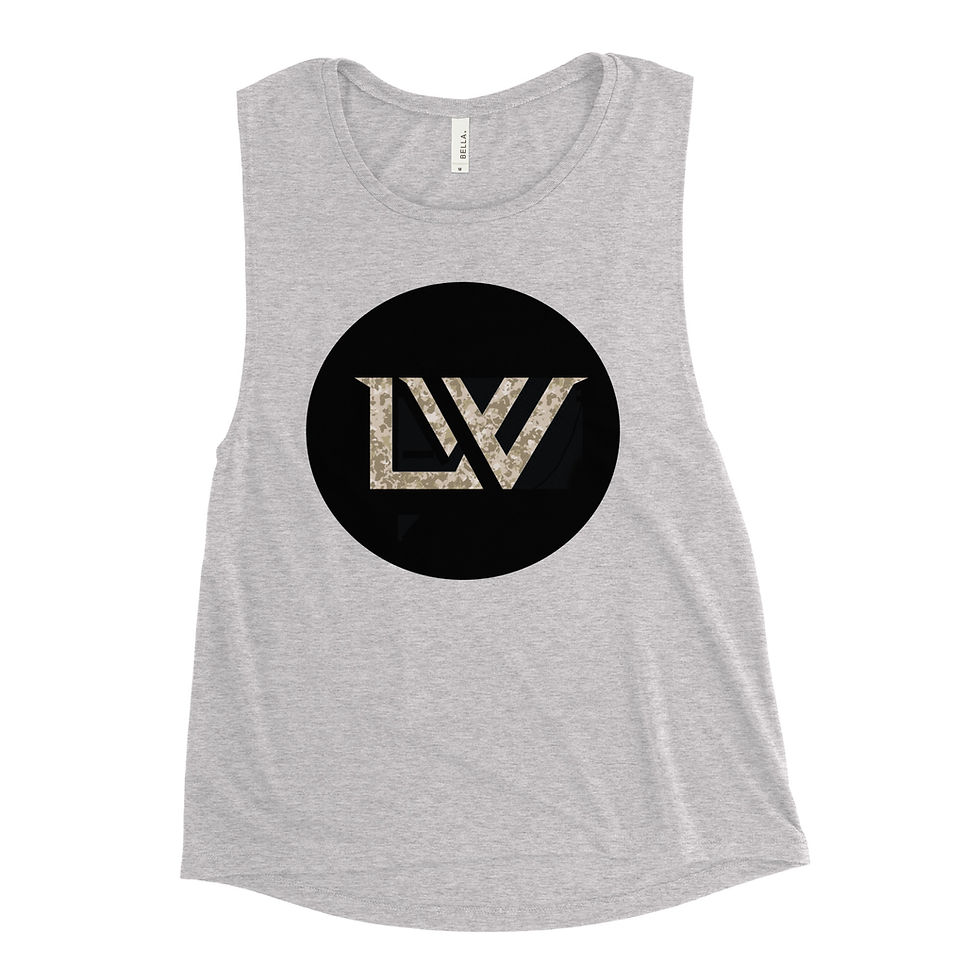 Thumbnail: Lionheart Warrior Ladies’ Muscle Tank with Desert Camo Logo