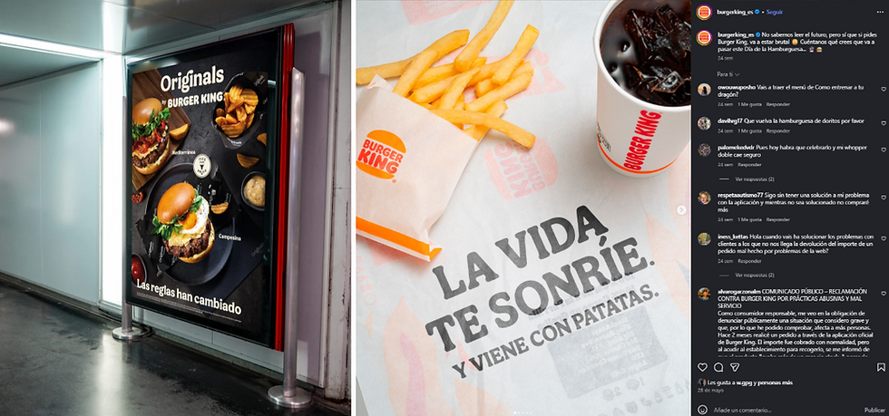 Anuncios de Mcdonald. El de la derecha es un cartel publicitario y el de la izquierda, una foto del feed del Instagram de la marca.