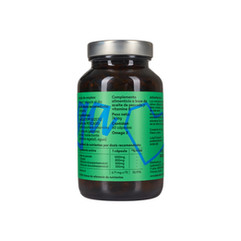 bote de pastillas de Omega 3 con etiqueta de color verde dando vueltas