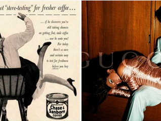 Two advertising ads from 1952 and 2003 with the same style