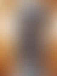 Short-haired woman wearing a short black and brown strappy dress and a fur coat, posing in an elevator.