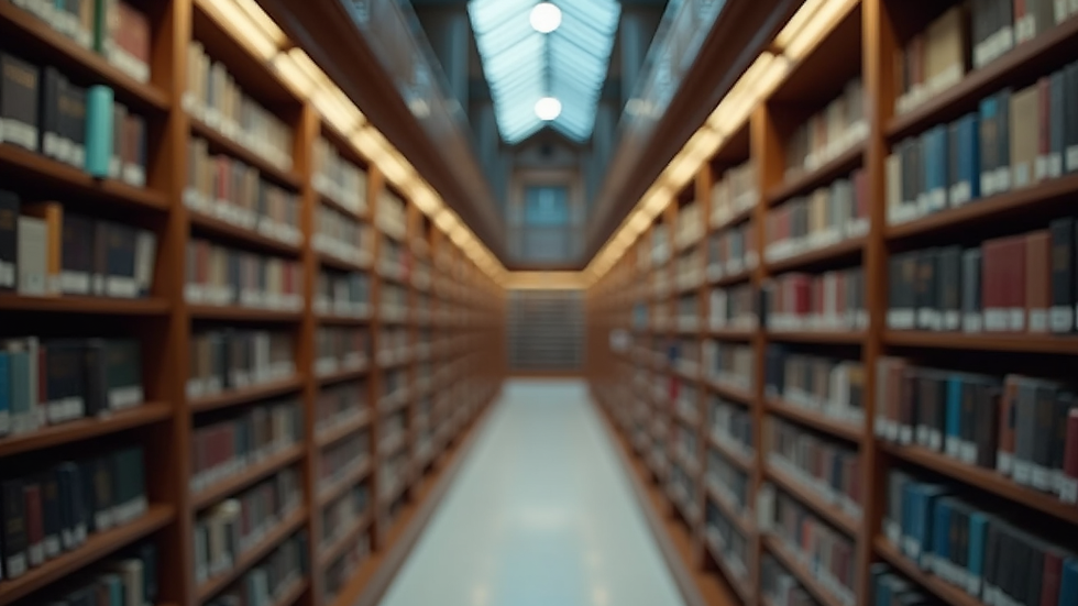 High angle view of a modern library with legal books