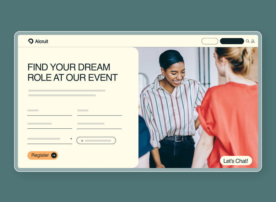 Job fair registration page showcasing a user-friendly form with fields for name, email, phone number, and job title.