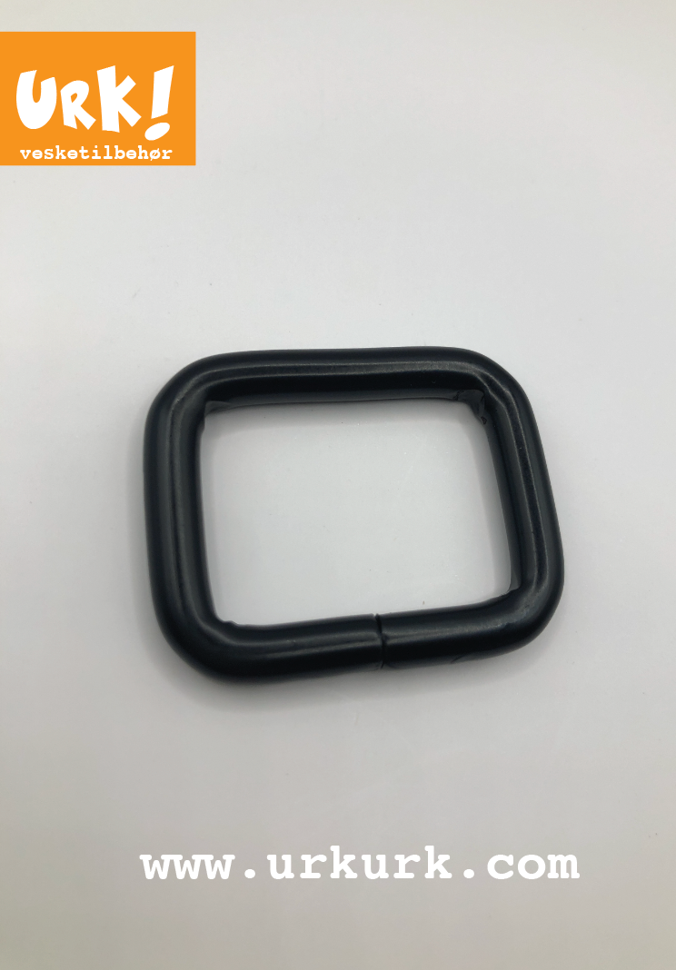 Miniatyrbilde: matt svart veskemetall, vesketilbehør, firkantring, rektangulær ring, veskeutstyr, utstyr til veske, sy veske, ring til veske