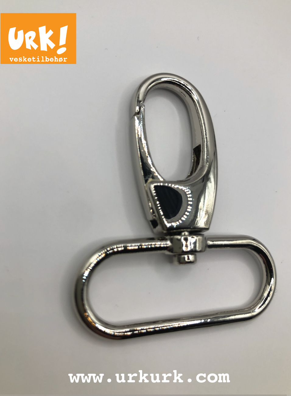 Miniatyrbilde: karabinkrok til veske, karabinkrok til bag, karabinkrok 38 mm, karabinkrok sølv, vesketilbehør, sytilbehør, veskemetall, urk