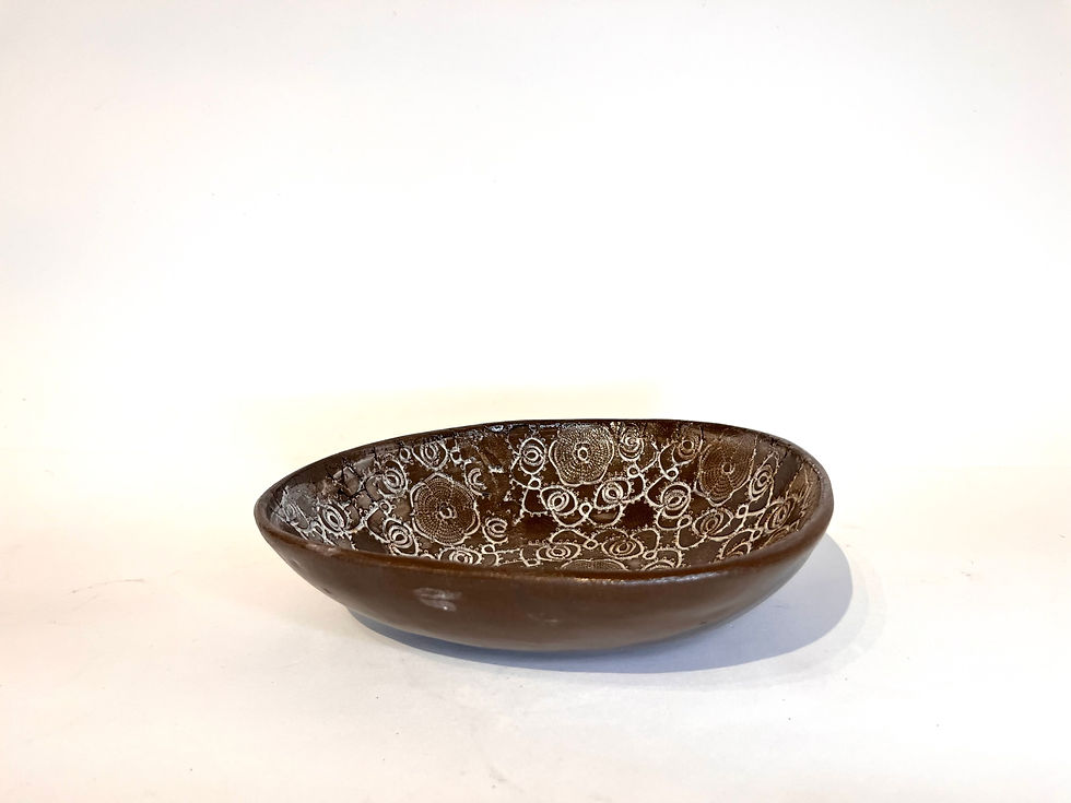 Miniatyrbilde: Liten oval skål med nuperellemønster