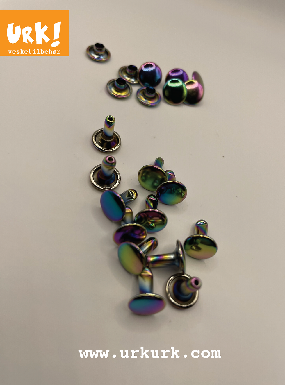 nitter, nitteverktøy, vesketilbehør, regnbue metall, regnbuenitter, veskeutstyr, metall til veske, syutstyr, urk