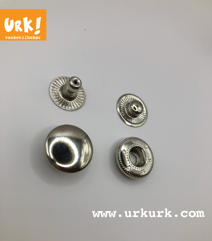 Miniatyrbilde: metallknapp, trykknapp, anorakknapp, knapp til veske, knapp til lommebok, veskemetall, vesketilbehør, sytilbehør, sysaker
