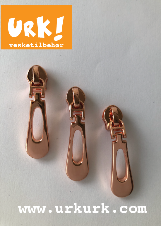 Miniatyrbilde: rosegull glider til glidelås, rosegold vesketilbehør, glidere dragere til glidelås i metervare, kjøp glidelås på rull, urkurk