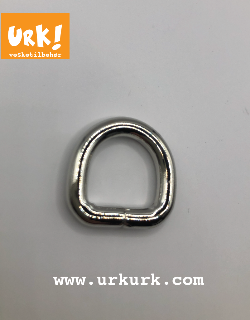 Miniatyrbilde: d-ring sølv, d-ring 13 mm, vesketilbehør, sytilbehør, utstyr til veskelaging, metalldeler til veske, veskedeler, sy veske
