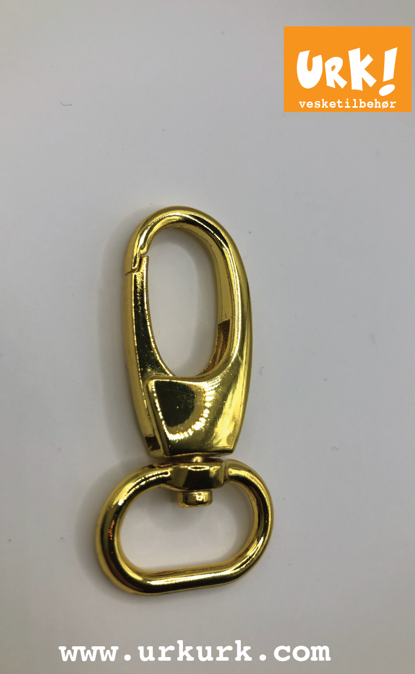 Miniatyrbilde: karabinkrok gull, karabinkrok til veske, karabinkrok 20 mm, sytilbehør, vesketilbehør, metall til veske, utstyr til veske, sy