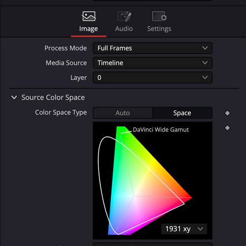 Source colour space in Davinci Resolve 