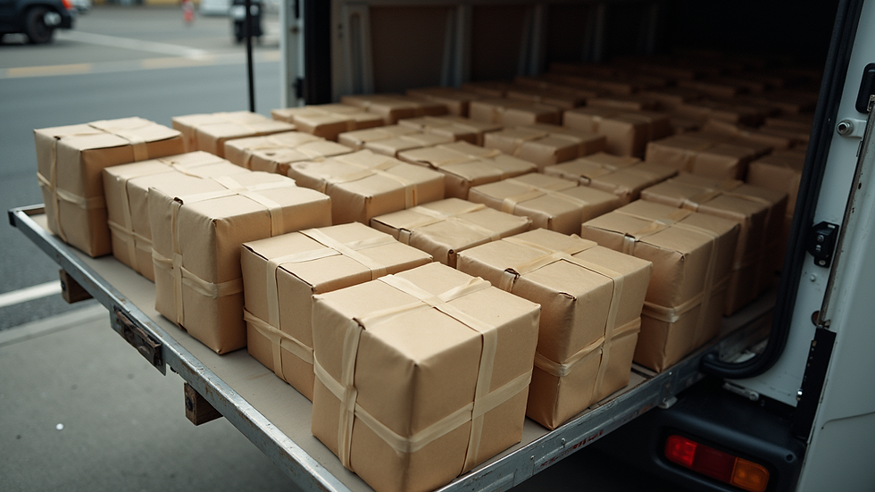 High angle view of cream chargers being loaded into a delivery van in Brisbane