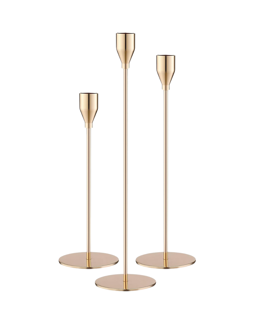 Miniaturbild: Kerzenhalter 3er Set Gold Silber Schwarz
