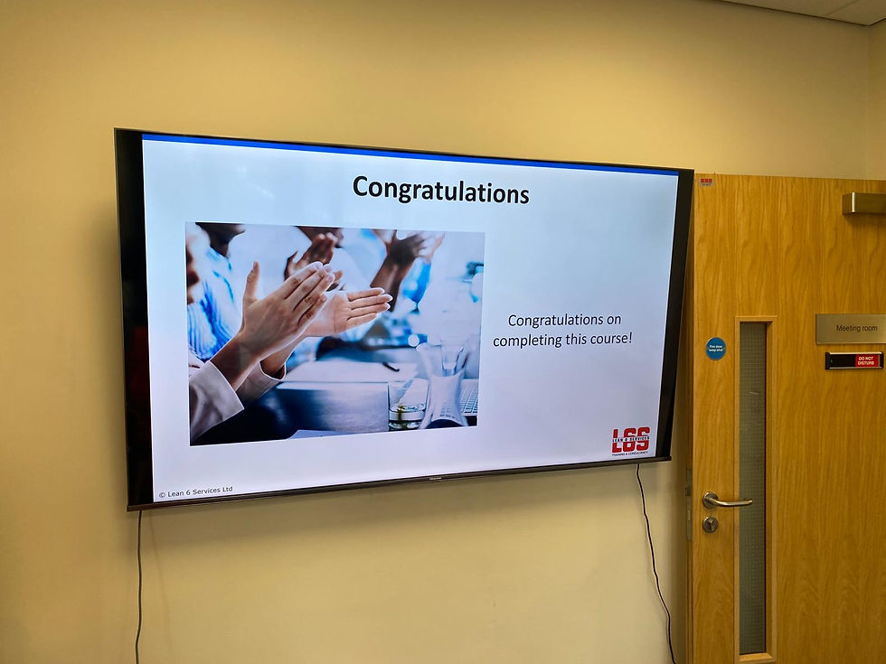 A completion slide from a lean 6 training event