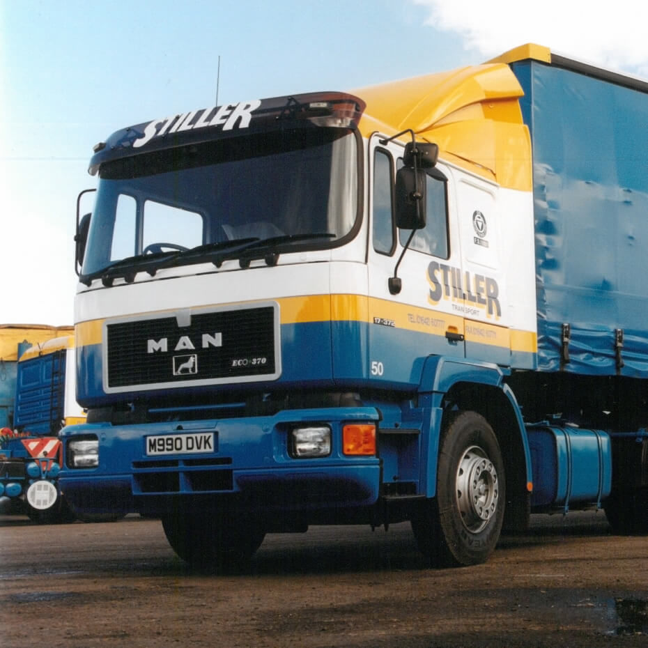 Stiller MAN truck, blue and yellow
