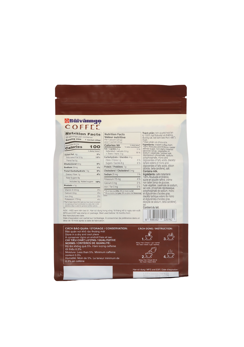 Thumbnail: IBVN Aromil Strong 3in1 Instant Milk Coffee 50 sachets - 2.2lbs (1kg)