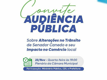 Câmara de Vereadores convida você para audiência pública sobre alterações no trânsito, quarta às 19h