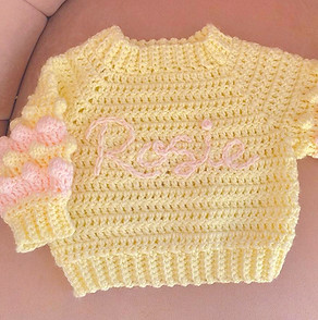Crochet jumper with hand embroidery