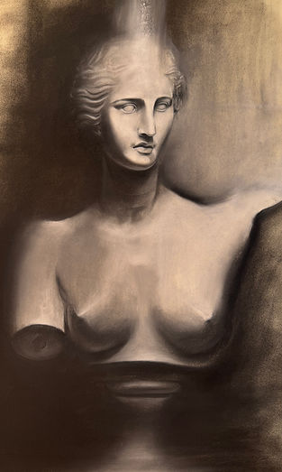 Inspiriert von der Venus von Milo Zeichnung mit Kohle und Pastellkreide