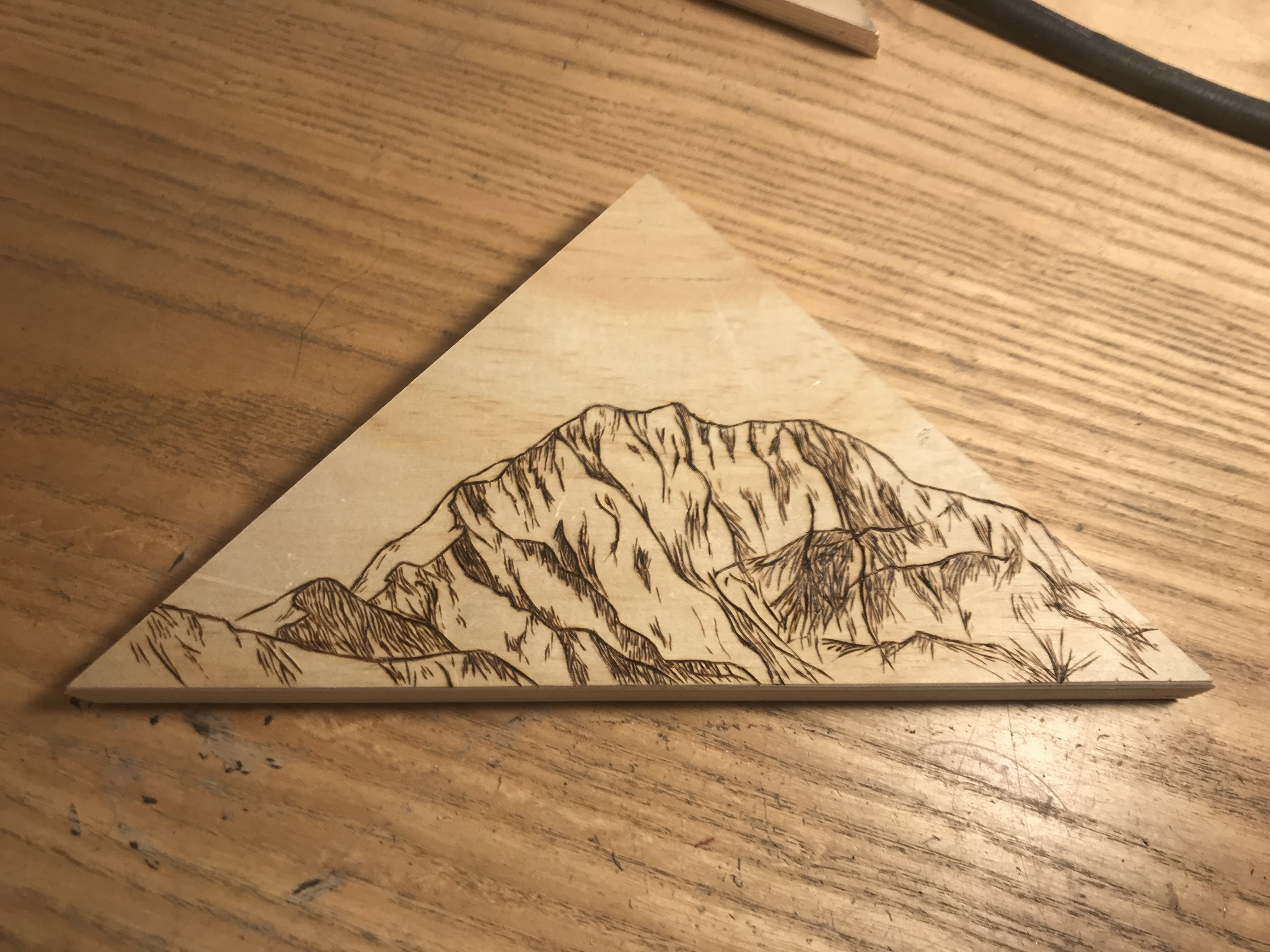 katahdin mountain - woodburning