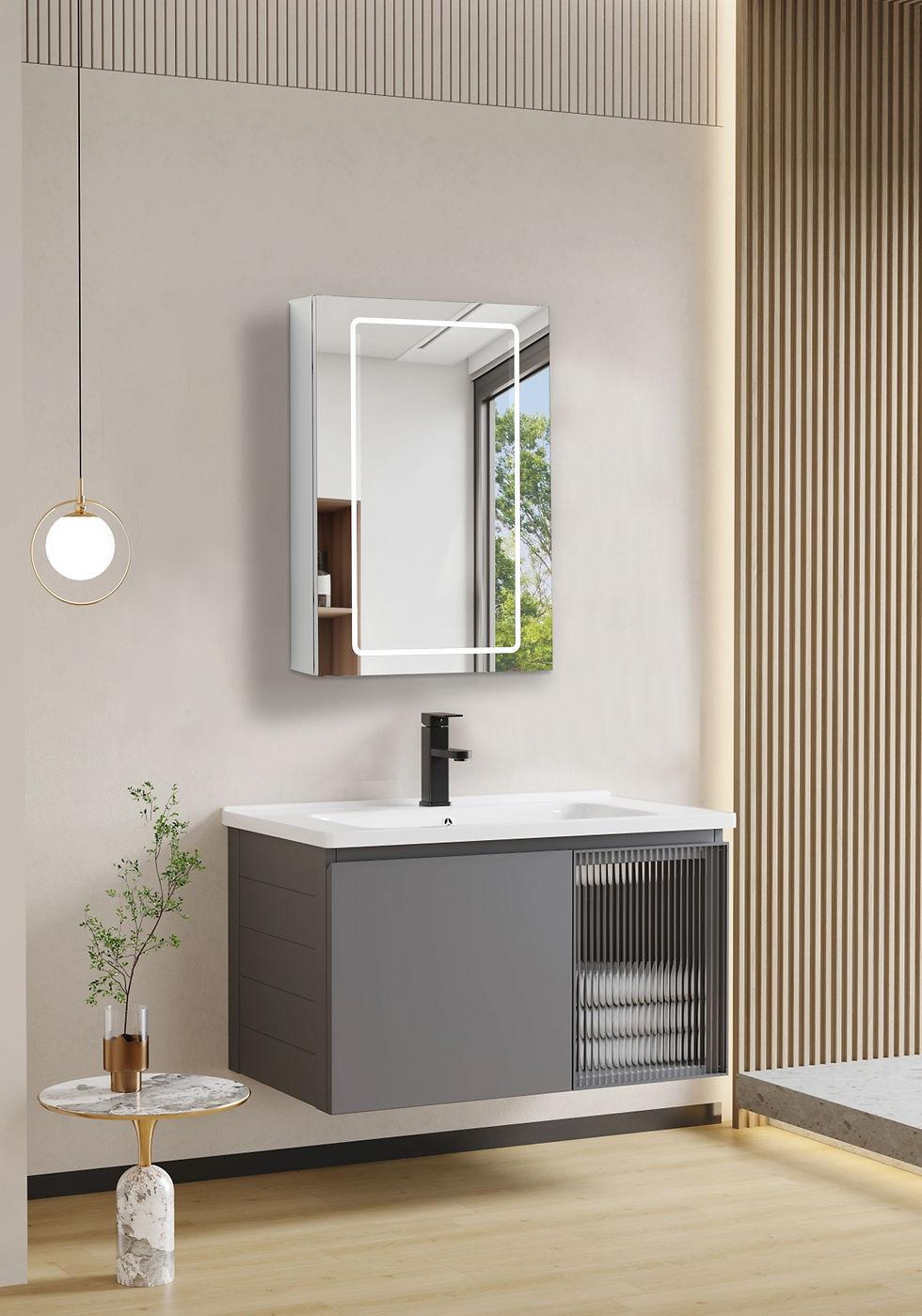 Miniature : Aluminium Cabinet - Single Door, Full Edge LED