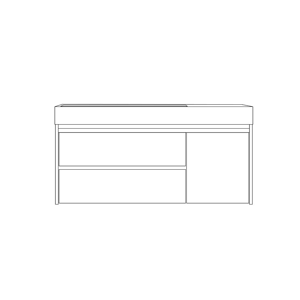 Miniatura: Wall-Hung Bathroom Vanity - 2 Drawers + 1 Door, Anthracite drawing