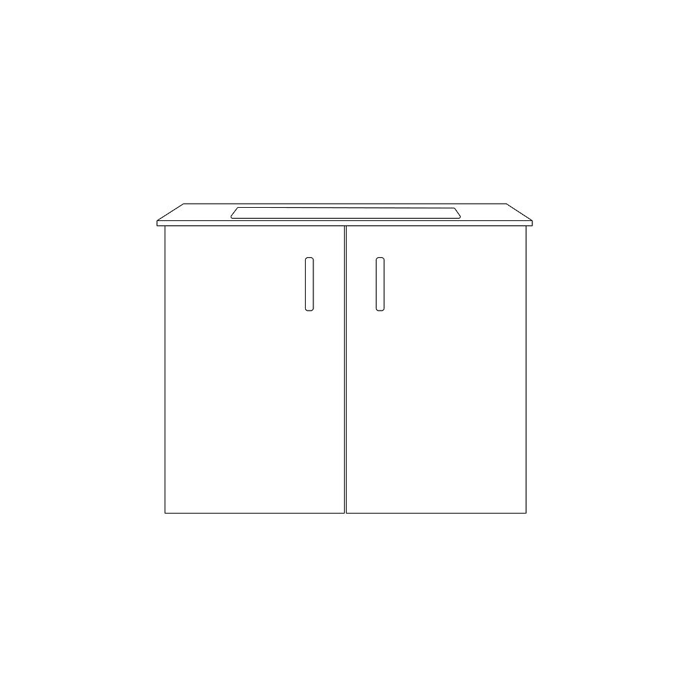 Miniatura: Wall-Hung Bathroom Vanity - 2 Doors, White drawing