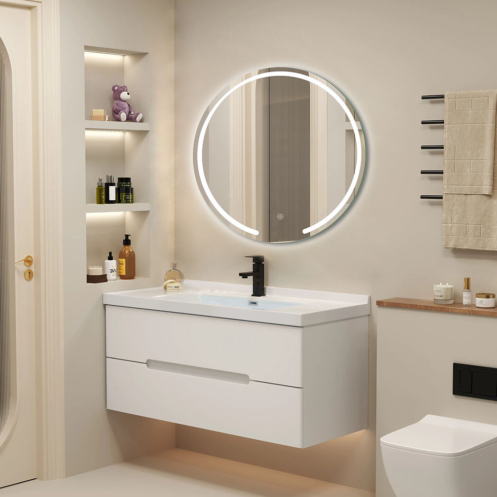 Thumbnail: Round LED Mirror - Centered Edge Light with Bottom Gap