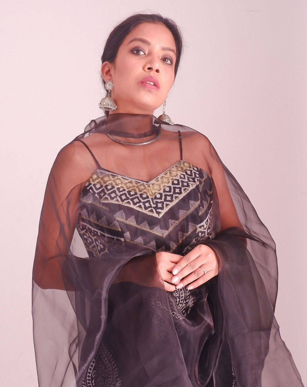 Thumbnail: Black Block | Linen Suit Pant with Bagru print 